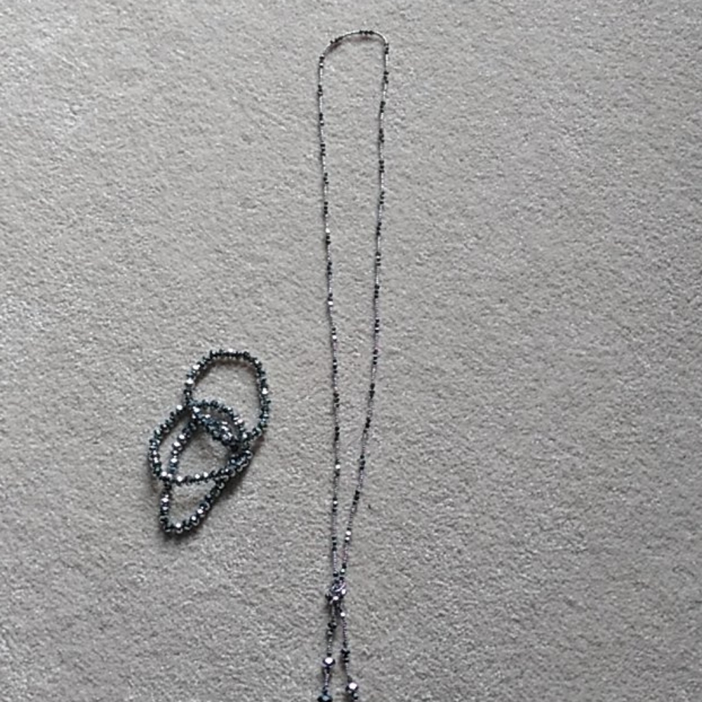 Set of 3 silver Bracelets and Necklace